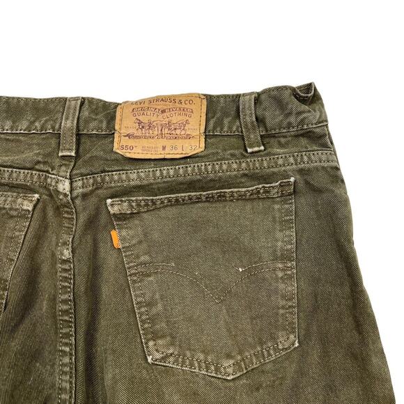Levi’s VTG 90s 550 Relaxed Fit Tapered Leg Jeans Orange Tab FLAW Green 36x32 - Picture 5 of 7